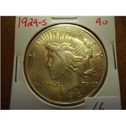1924-S PEACE SILVER DOLLAR AU