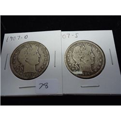 1907-D & 07-S BARBER HALF DOLLARS