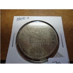 1908-S US/PHILIPINNES SILVER PESO .5144 OZ. ASW