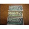 3-1954 CANADA ONE DOLLAR BILLS