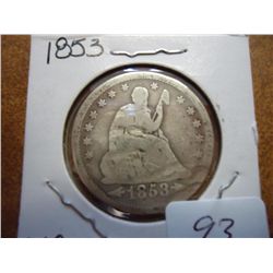 1853 WITH ARROWS SEATED LIBERTY QUARTER