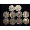 Image 1 : 10 ASSORTED 1950'S WASHINGTON SILVER QUARTERS