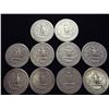 Image 2 : 10 ASSORTED 1950'S WASHINGTON SILVER QUARTERS