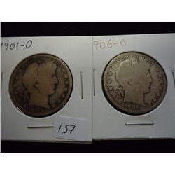 1901-O & 06-O BARBER HALF DOLLARS