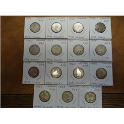 15 ASSORTED CANADA SILVER 25 CENTS