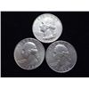 Image 1 : 3 ASSORTED 1960'S WASHINGTON SILVER QUARTERS