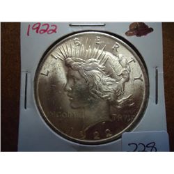 1922 PEACE SILVER DOLLAR (UNC)
