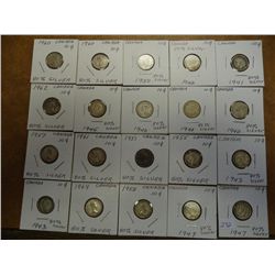 20 ASSORTED CANADA SILVER 10 CENTS