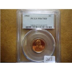 1964 LINCOLN CENT PCGS PR67 RD