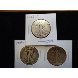 1923-S,29-D & 33-S WALKING LIBERTY HALF DOLLARS
