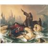 Image 1 : Grabado coloreado francés, S. XIX de pescadores atacados por osos polares.