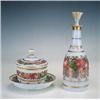 Image 1 : Compotera con tapa y plato en opalina esmaltada con flores.