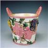 Image 1 : Cesta en loza francesa con flores aplicadas y lazo, ffs. S.XIX