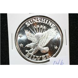 1992 Sunshine Silver Mining, .999 fine 1 oz.