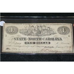 1863 The State of NC $1 Bank Note