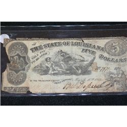 1863 The State of Louisiana $5 Bank Note