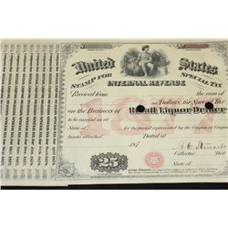 1877 US Internal Revenue "Stamp for Special Tax" Retail Liquor Dealer