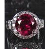 Image 1 : 1619 - 26.5 CTW - WHITE GOLD PLATED RED GARNET AND WHITE TOPAZ RING - SZ 8