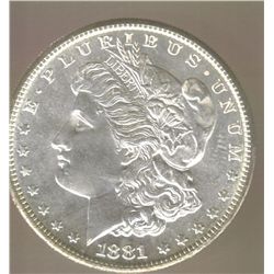 1881-S  " DEEP MIRROR PROOF LIKE "  CHOICE / BRIGHT UNCIRCULATED HIGH GRADE  MORGAN SILVER DOLLAR WI