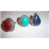 Image 1 : 3 CUSTOM MADE STERLING SILVER GEMSTONE LADIES RINGS, 40 GRAMS