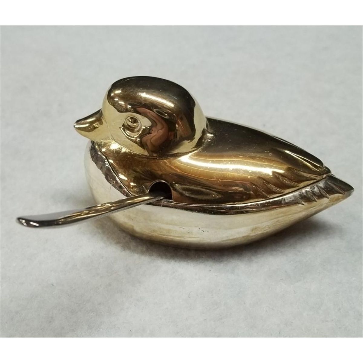 Metal Duck Salt Cellar w/Lid & Spoon