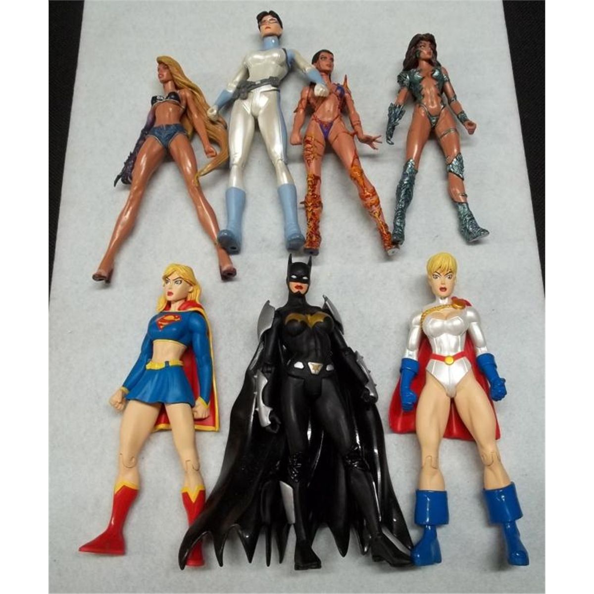 7 Female Super Hero Poseable Action Figurines
