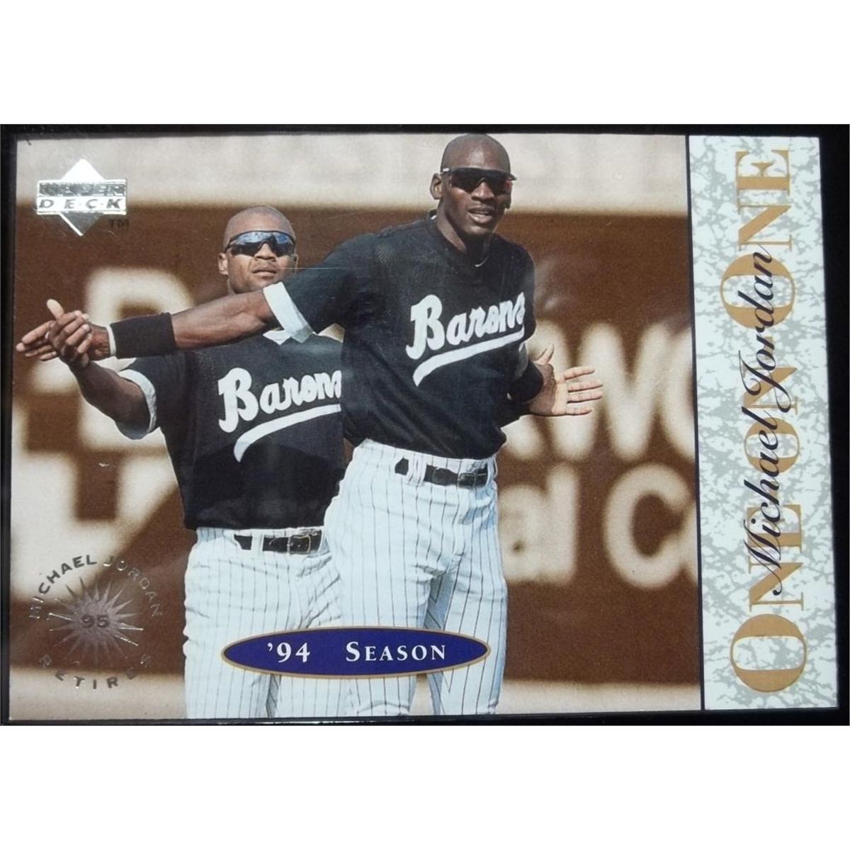 9 Michael Jordan Baseball Cards In Acrylic Display