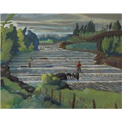 Harry Kernoff - MEN FISHING, WEST RIVER FALLS, NOVA SCOTIA, CANADA, 1957