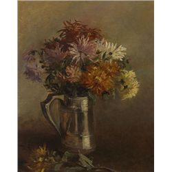 Hans Iten - STILL LIFE WITH CHRYSANTHEMUMS IN SILVER JUG