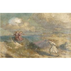 George Russell - THREE GIRLS PLAYING IN THE SAND DUNES