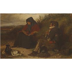 Erskine Nicol - COUPLE RESTING BY A GRASSEY KNOLL, 1852
