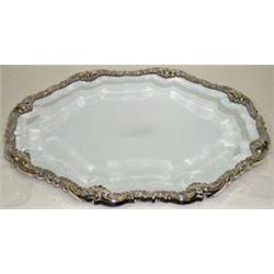 Sterling silver table pond of elongated octagonal form with shell & 'C`-scroll