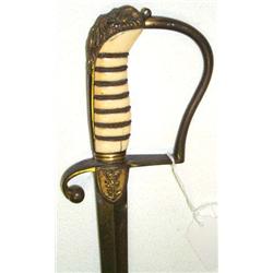 George III naval officer's sword with floral engraved straight blade (traces of