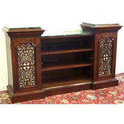 Early C19th William IV rosewood inverted breakfront dwarf bookcase with verde