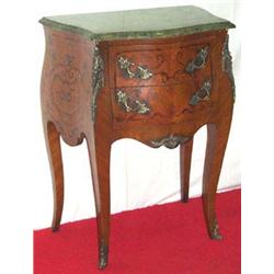 French marquetry inlaid & gilt metal mounted serpentine fronted petit commode