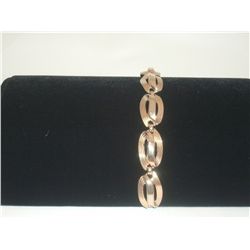 Signed Vintage Crown Trifari Goldtone Link Bracelet   7"  Makers Mark  on Clasp Vintage Open Work De