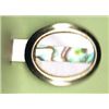 Image 1 : Vintage Tie Clip       Inlaid Mother of Pearl and Abalone     1"
