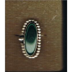 Jade and silver ring, no Markings  Jade Cabachons 1 in length