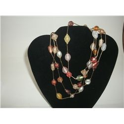 Vintage 30" Beaded Necklace Earthy Colors