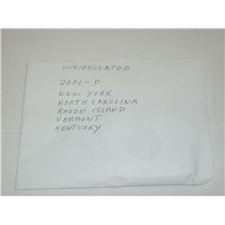 Washington  Statehood Quarters Series 2001 P NY, NC, RI, VT, KY