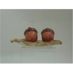 Autumn Settings Ceramic Leaf And Acorn Salt & Pepper Shaker by Russ New In Box