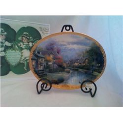 Gorgeous Kinkade Plate Etched in Gold 8 1/2 x 6 1/2 Lamplight Brook 1st Issue