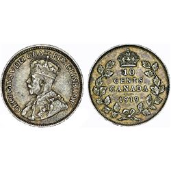 Canada. AR 10 Cent 1919. Nice XF