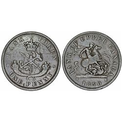 Canada. Bank of Upper Canada. One Penny Token 1850. VF