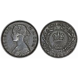 Canada. New Foundland. AE 1 Cent 1890. Choice VF, nice