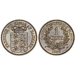 Danish West Indies. AE 1 Cent 1859. Choice UNC!
