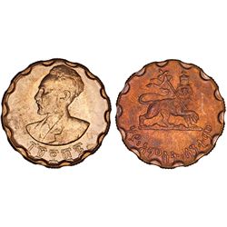 Empire of Ethiopia. Haile Selassie I (1941-1974). Beautiful Copper 10 Cent EE1936. Choice UNC