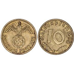 Germany. Third Reich. 5 Reichsfenning 1939 E. (Swastika) Nice XF.