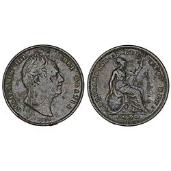 Great Britain. George III (1760-1820). Bronze Penny 1831. Fine +.