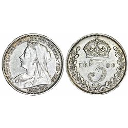 Great Britain. Queen Victoria (1837-1901) Silver 3 Pence 1898. XF